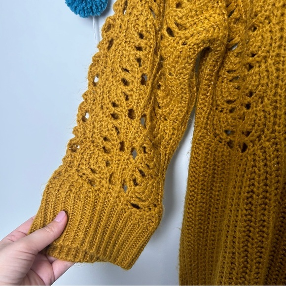Anthropologie Pilcro Mustard Devenne Pointelle Oversized Sweater - Picture 3 of 7